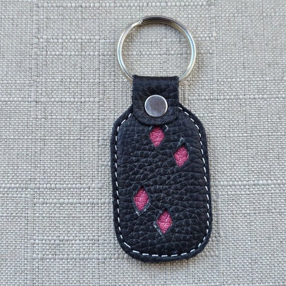 Handmade Keychain Black Genuine Leather Keys Holder Black key Chain - Picture 4 of 7